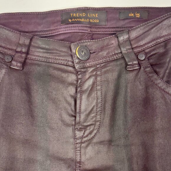 Burgundy Faux-Leather Skinny Pants - Picture 2 of 7